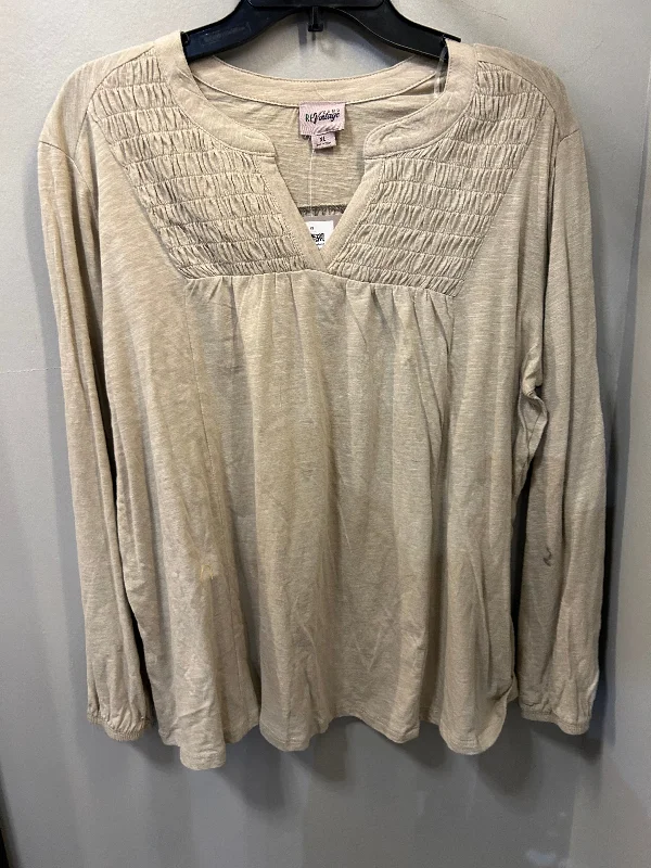 Top Long Sleeve By Como Vintage In Brown, Size: Xl