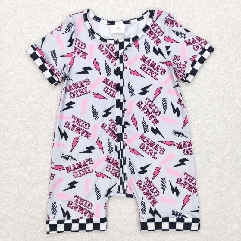 SR0562 mama's  Girl Pink  Girls Short Sleeve Romper Bold Men's Animal