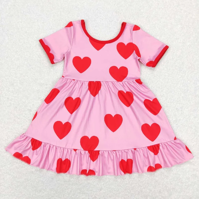 GSD0629 Valentine Love Pink Girls Short Sleeve Dresses Sleek Men's Contemporary 