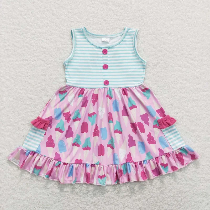 GSD0699 Valentine Love Pink Blue Pockets Girls Short Sleeve Dresses Casual Men's Short