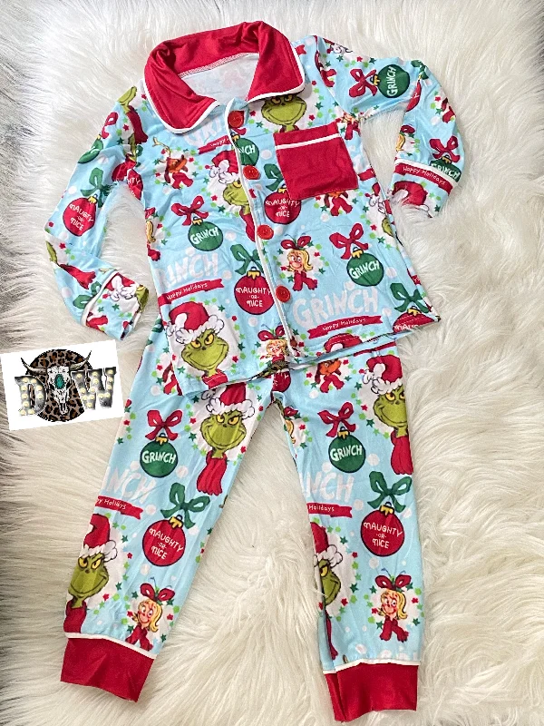 Grinch Pajama Set Polished Men's Silk