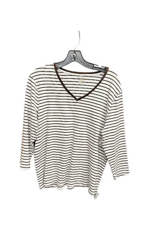 Top Long Sleeve By Jones New York In Brown & White, Size: 1x Bold Men's Statement