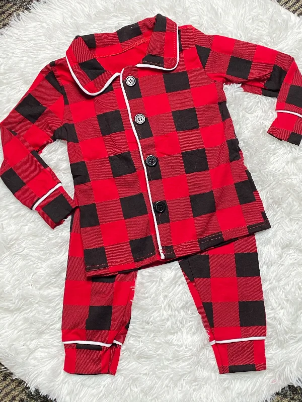 Buffalo Plaid Pajama Set Confident Men's High