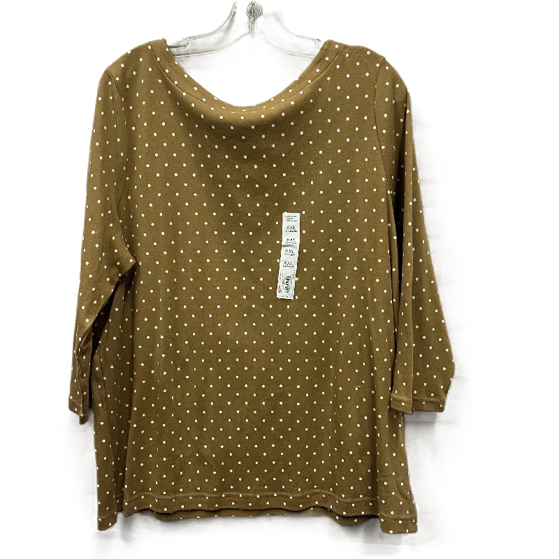 Top Long Sleeve By Croft And Barrow In Tan, Size: 1x