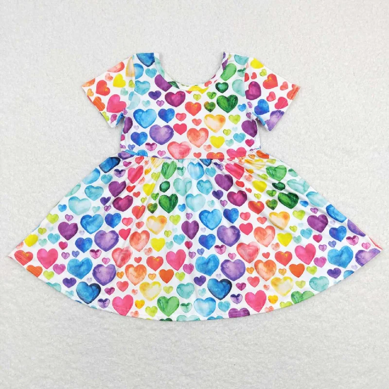 C7-16 Valentines' Day Love Heart Print   Girls Short Sleeve Dresses Unique Men's Patch