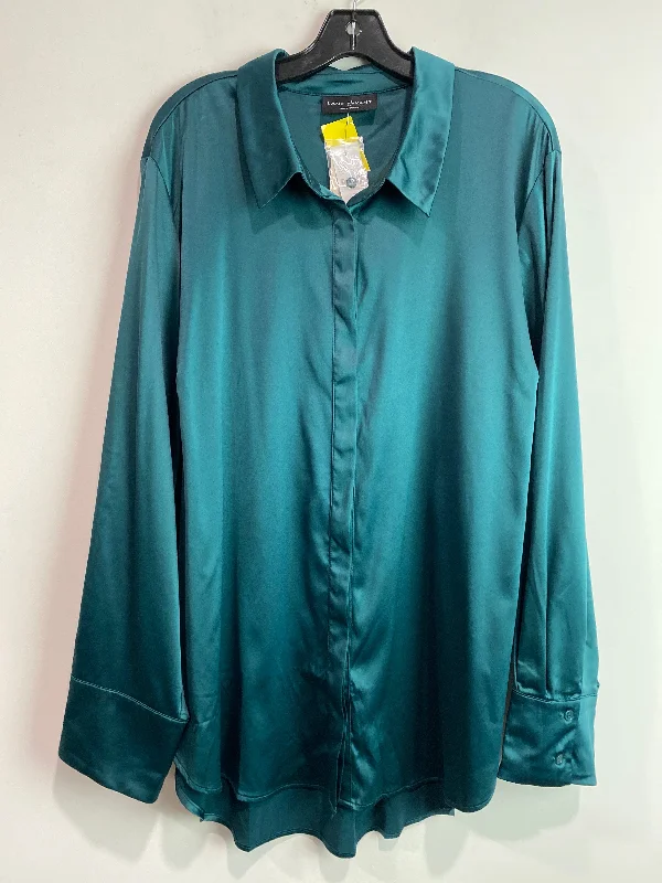 Top Long Sleeve By Lane Bryant In Green, Size: 4x British Gentleman Style