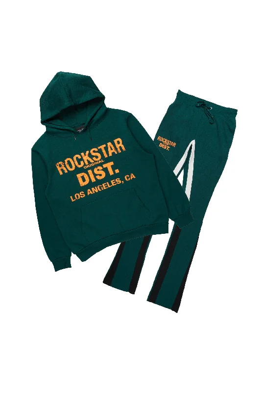 Lake Dark Green Hoodie/Stacked Flare Track Pant Set