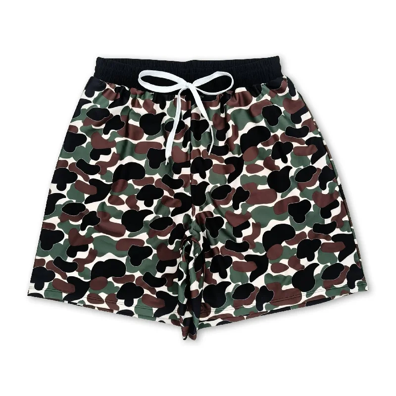 Green camo adult men summer swim shorts Sophisticated Men's 