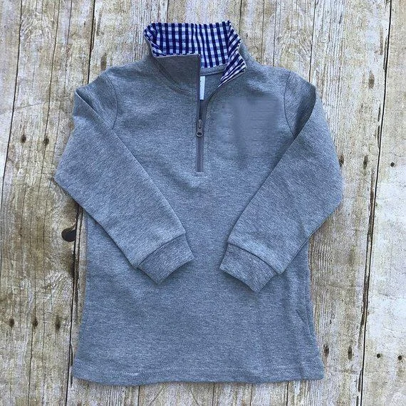 Boys Grey Gingham Accent Pullovers Cozy Men's Winter