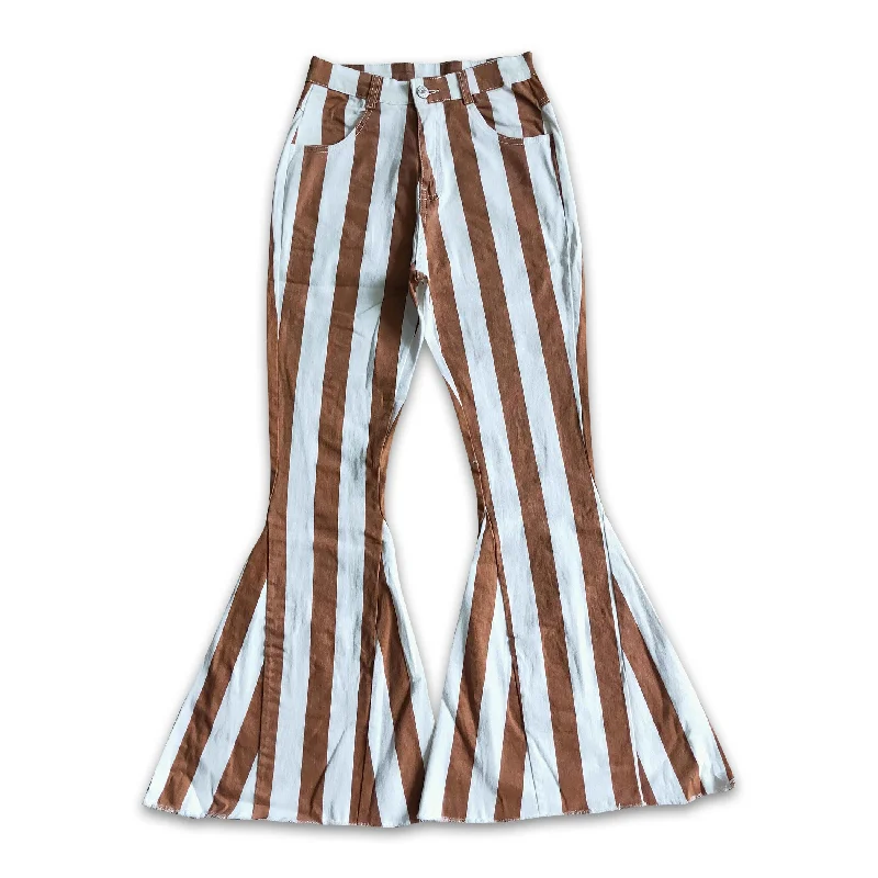 Brown stripe denim pants adult jeans Cool Men's Skate