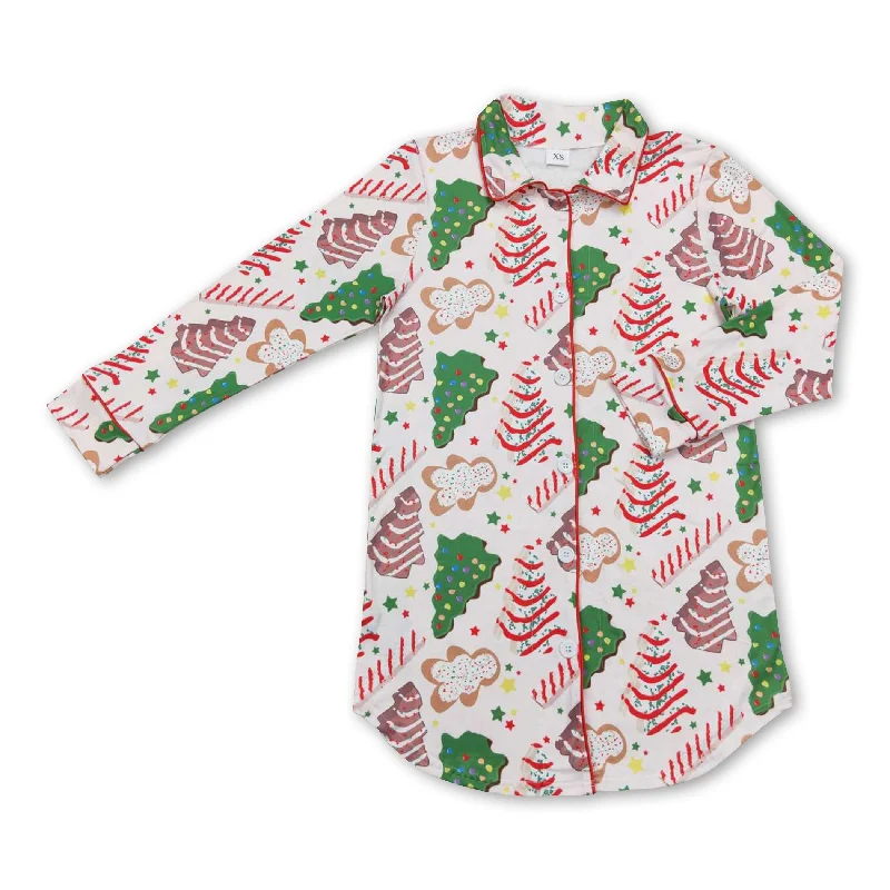 Christmas tree cake gingerbread adult women sleepwear top Cclassic Men's Tweed