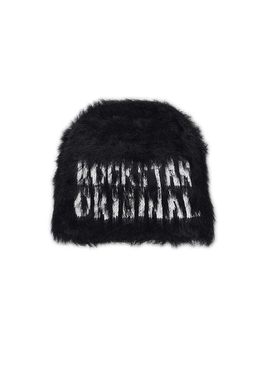 Toshio Black Knitted Mohair Beanie