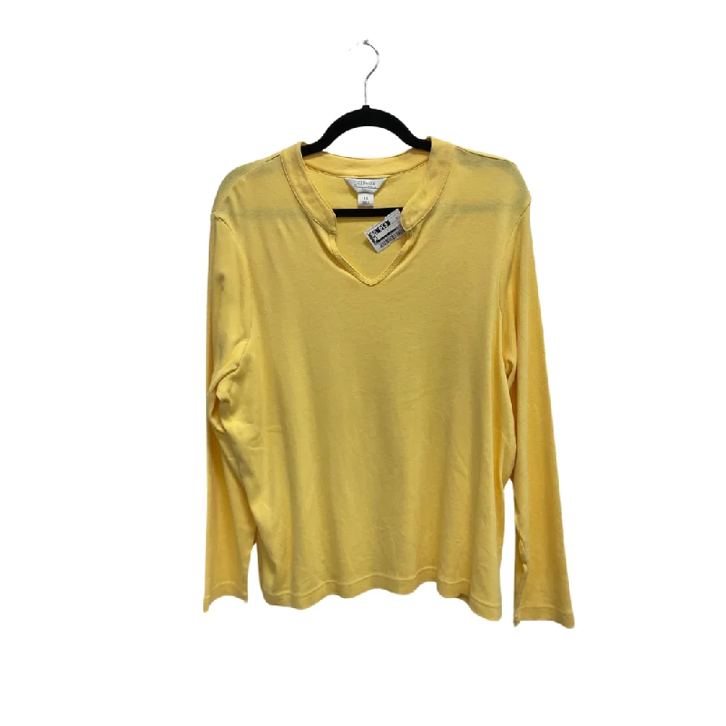 Top Long Sleeve By Cj Banks In Yellow, Size: 1x Refined Men's Hand