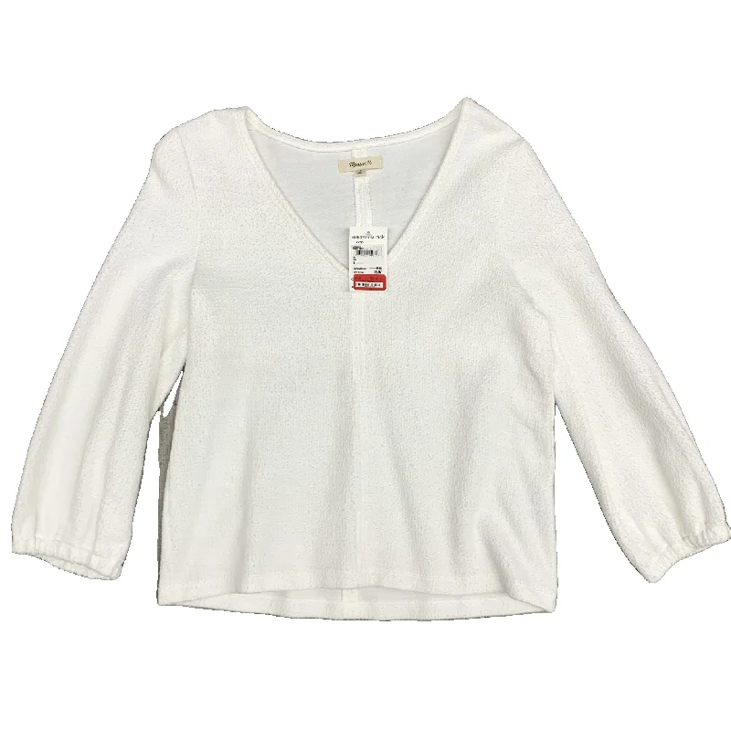 Top Long Sleeve By Madewell In White, Size: S Gym