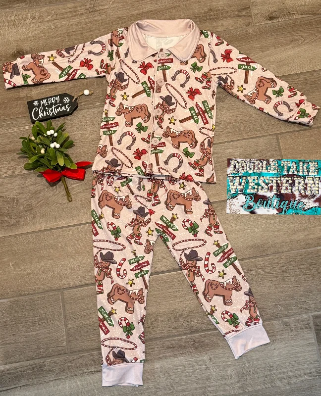 Gingerbread Cowboy Christmas Pajama Set Modern Men's 