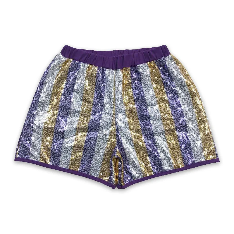 Purple gold silver adult women sequin shorts Practical Men's Quick