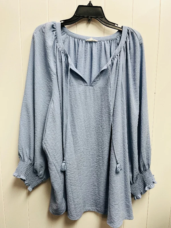 Top Long Sleeve By West Bound In Blue, Size: 3x Monochromatic Office Style