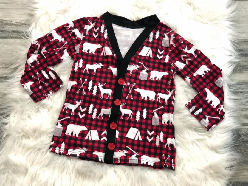 Buffalo Plaid Boys Holiday Cardigan Vest Casual Men's Loose