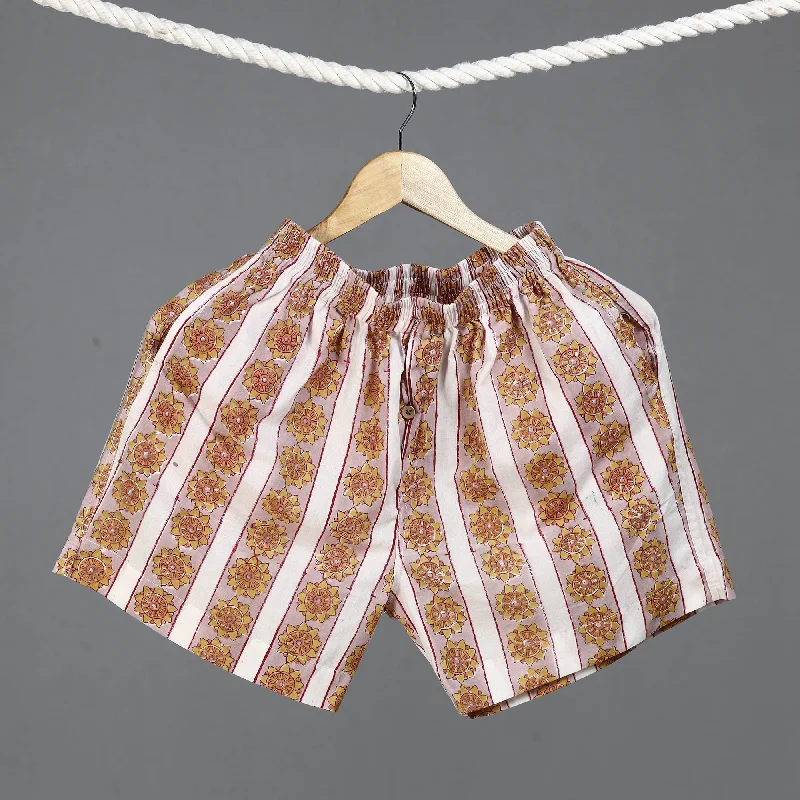 Multicolor - Sanganeri Block Printed Cotton Unisex Boxer/Shorts Practical Men's Multi