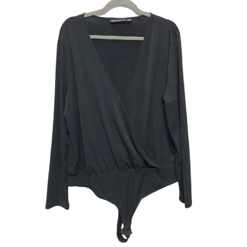 Top Long Sleeve By New York And Co In Black, Size: 1x Monochromatic Office Style