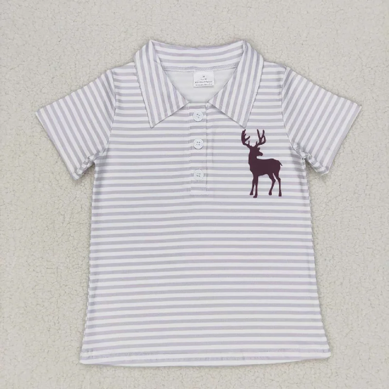 BT0337 Deer   Short Sleeve Top Boys Collar T-Shirts Tailored