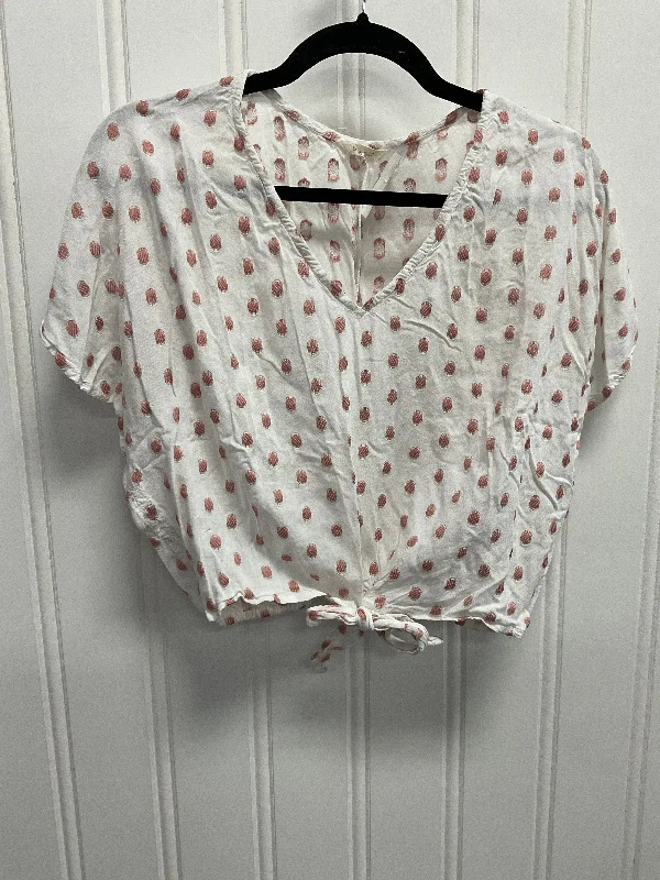 Top Ss By Clothes Mentor In Pink & White, Size:M Dapper Men's Bow