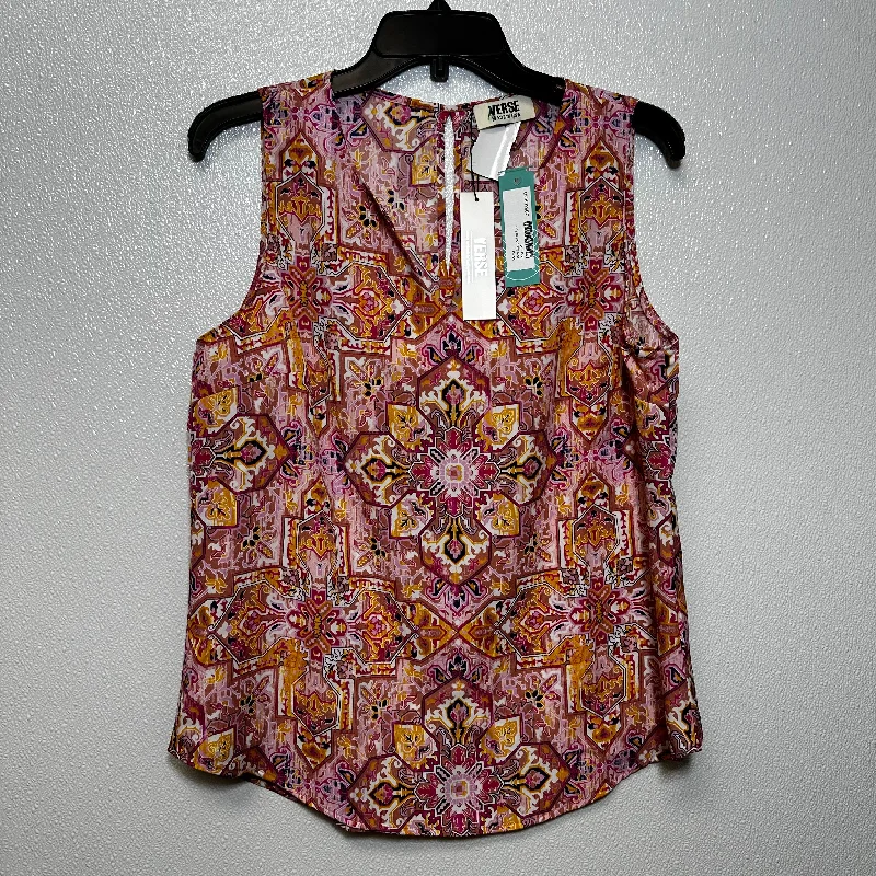 Print Top Sleeveless Clothes Mentor, Size M Tailored