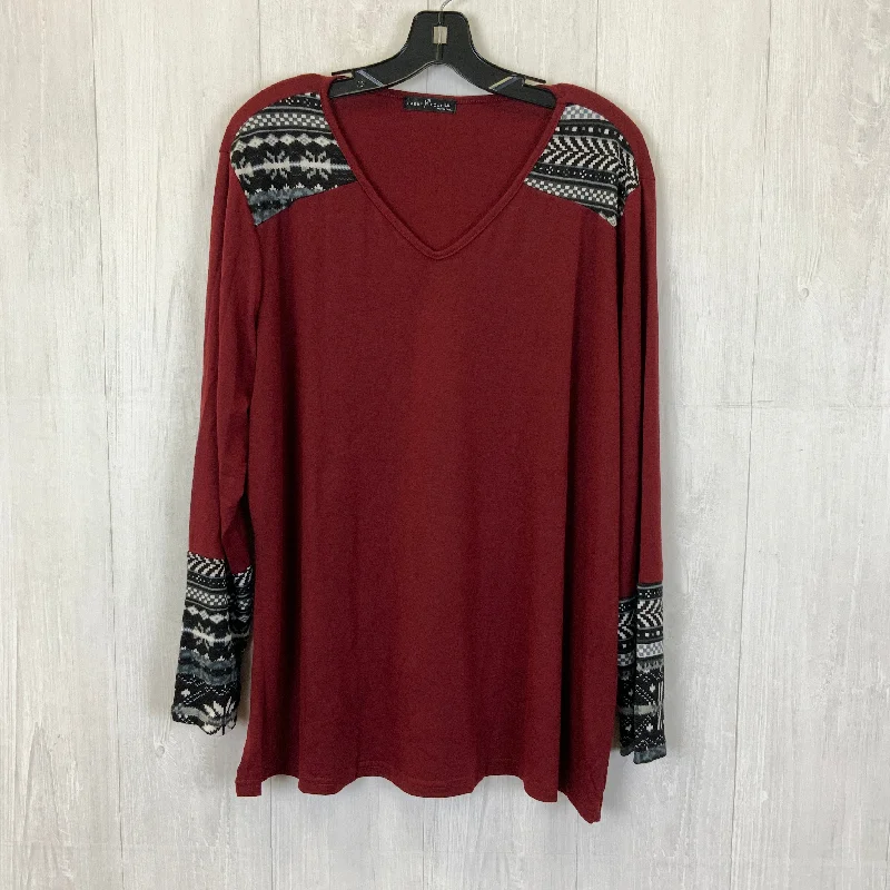 Top Long Sleeve By Clothes Mentor In Red, Size: 3x Sporty Men's Athleisure 