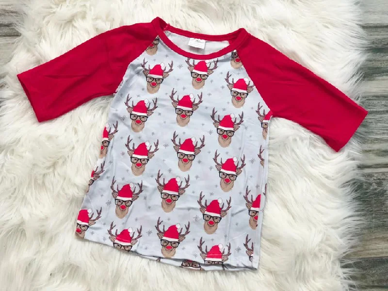 Christmas Deer Raglan Refined Men's Hand