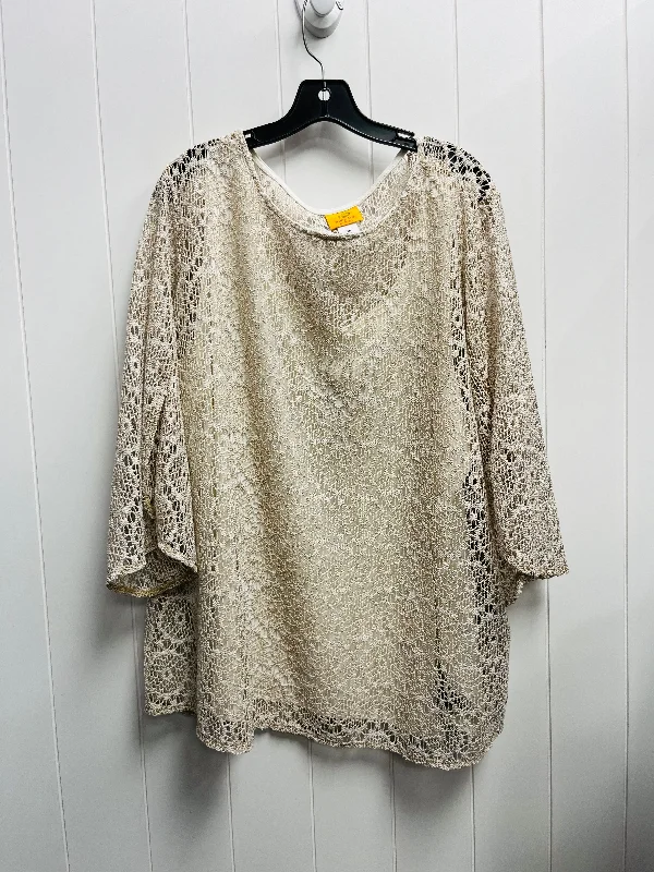 Top Long Sleeve By Ruby Rd In Tan, Size: 3x Vacation