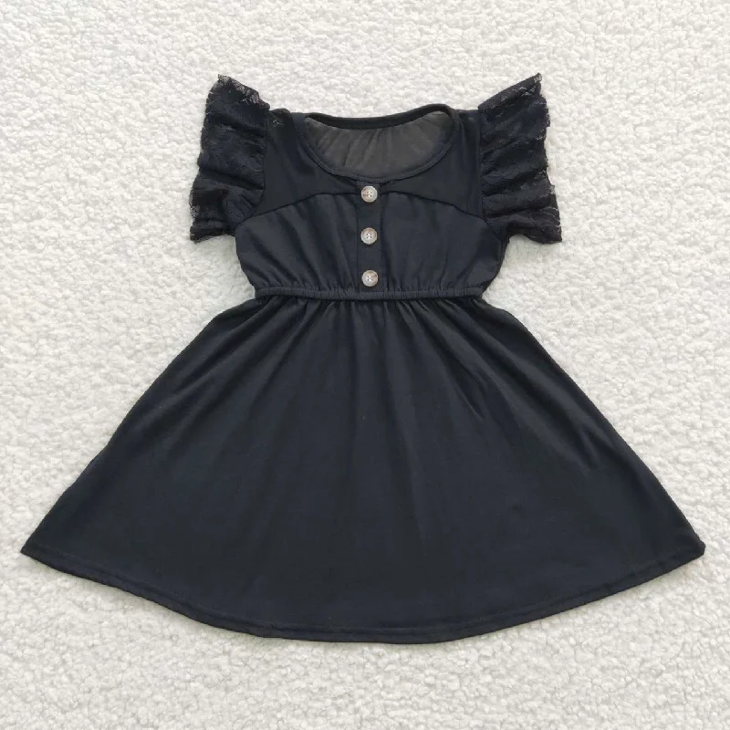 GSD0 Black  Tulle Tutu Girls Short Sleeve Dresses Cool Men's Distressed