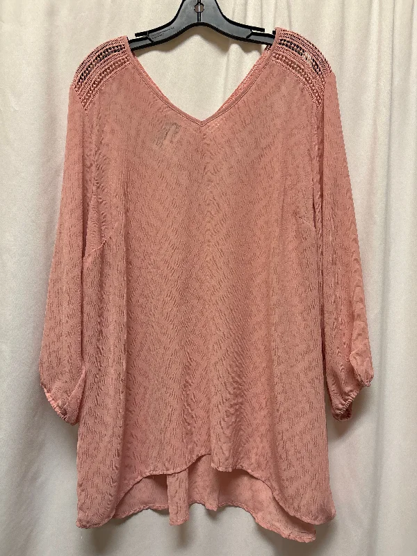 Top Long Sleeve By Maurices In Pink, Size: 2x Casual Men's Japanese 