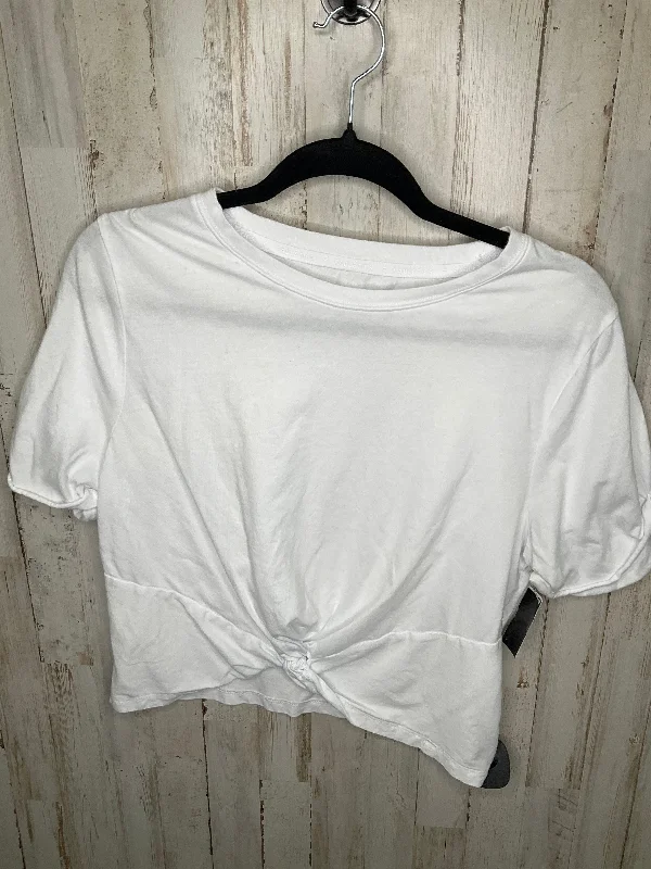 White Athletic Top Short Sleeve Fabletics, Size L Laid