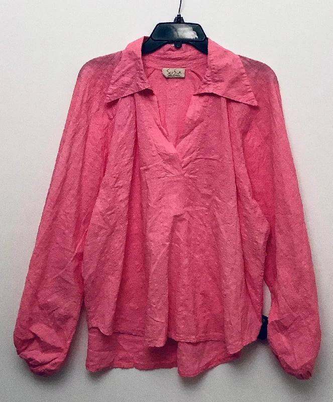 Top Long Sleeve By Cmc In Pink, Size: M Tailored