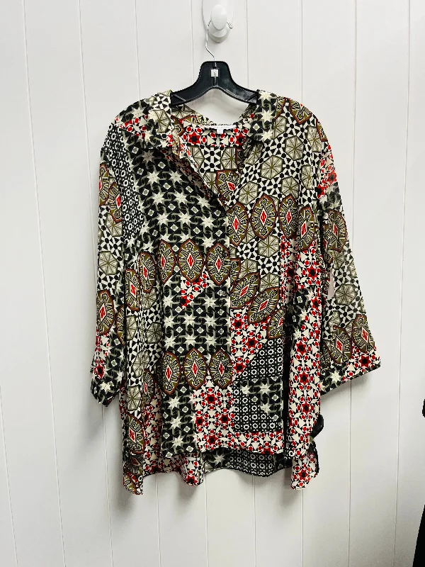 Top Long Sleeve By Rose And Olive In Green & Red, Size: 3x Lumberjack