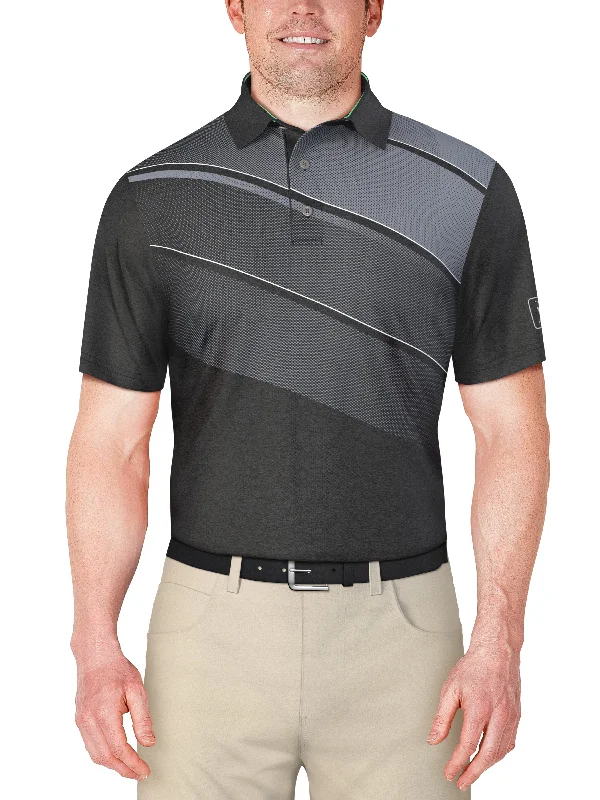 Men's Short Sleeve Asymmetric Heather Print Polo