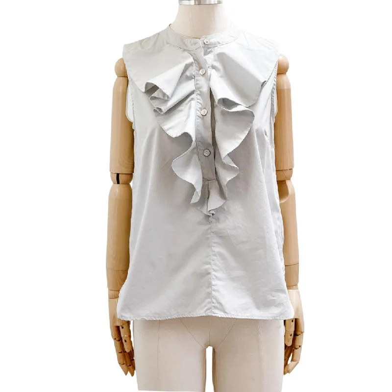 ELLA BEIGE RUFFLE TOP (42) Monochromatic Office Style