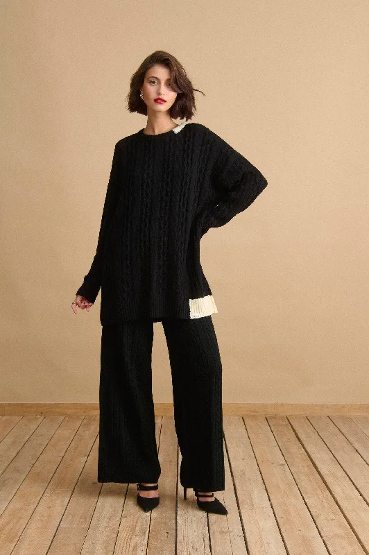 Milana Pullover (Black) Monochromatic Office Style