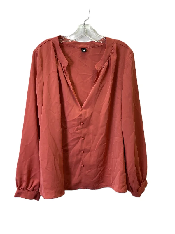 Top Long Sleeve Basic By Shein In Coral, Size: 2x