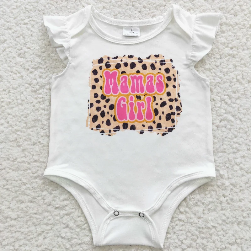 SR0308  Mamas Girl Pink Leopard Girls Short Sleeve Romper Laid