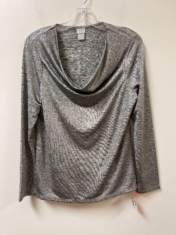 Top Long Sleeve By Chicos In Silver, Size: M Streetwear Style