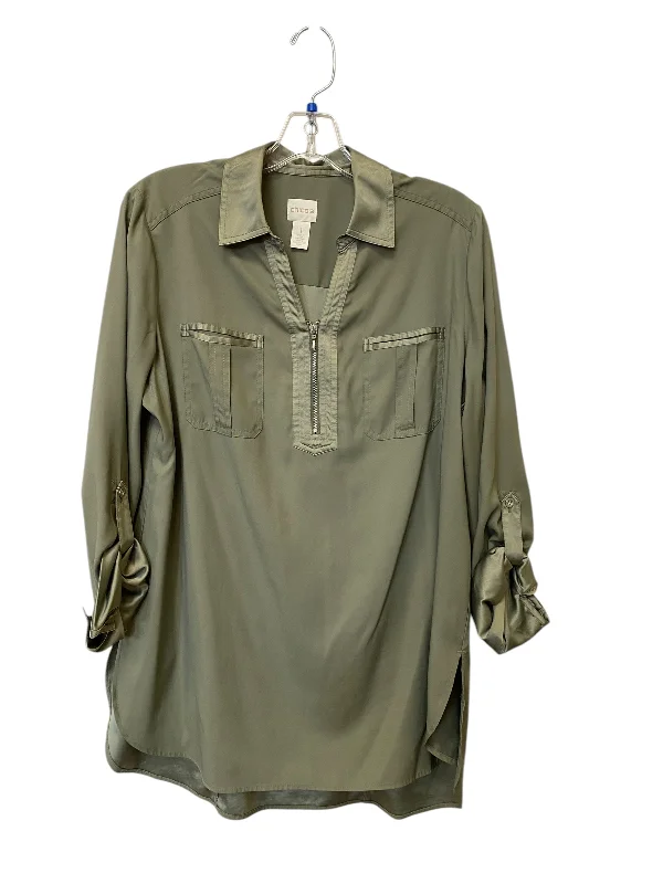 Top Long Sleeve By Chicos In Green, Size: S Modern Men's Tech