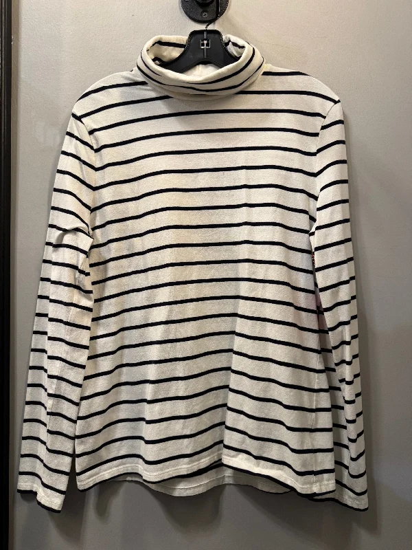 Top Long Sleeve Basic By Talbots In Blue & White, Size: L Tailored