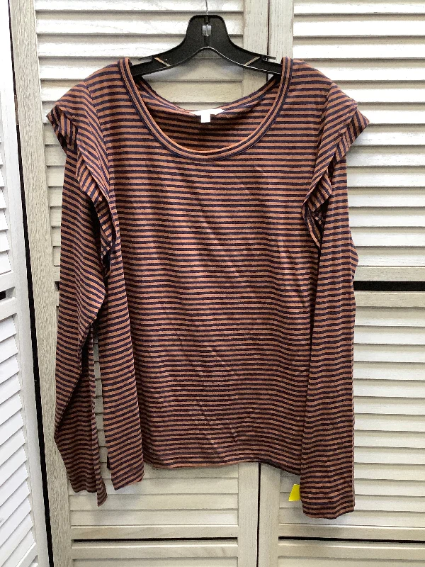 Top Long Sleeve By Time And Tru In Striped Pattern, Size: 3x Lumberjack