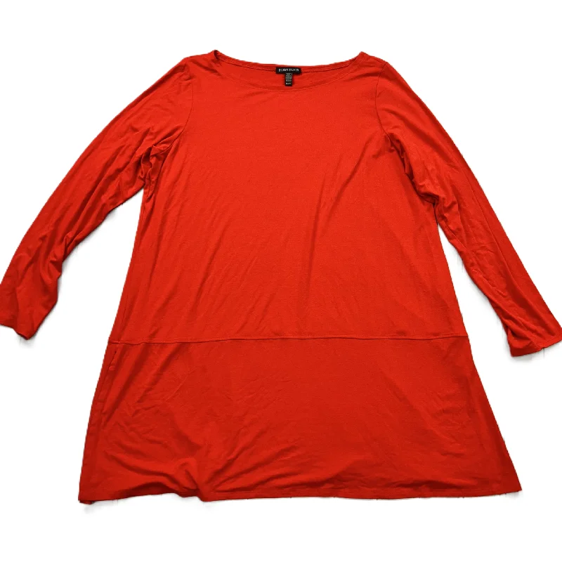 Top Long Sleeve By Eileen Fisher In Red, Size: Xl Street