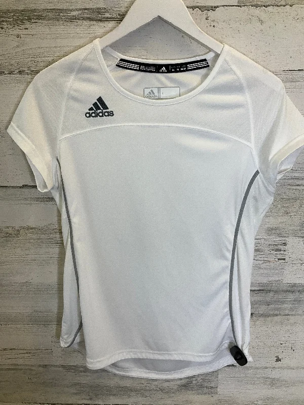 White Athletic Top Short Sleeve Adidas, Size M Sleek Men's Metallic