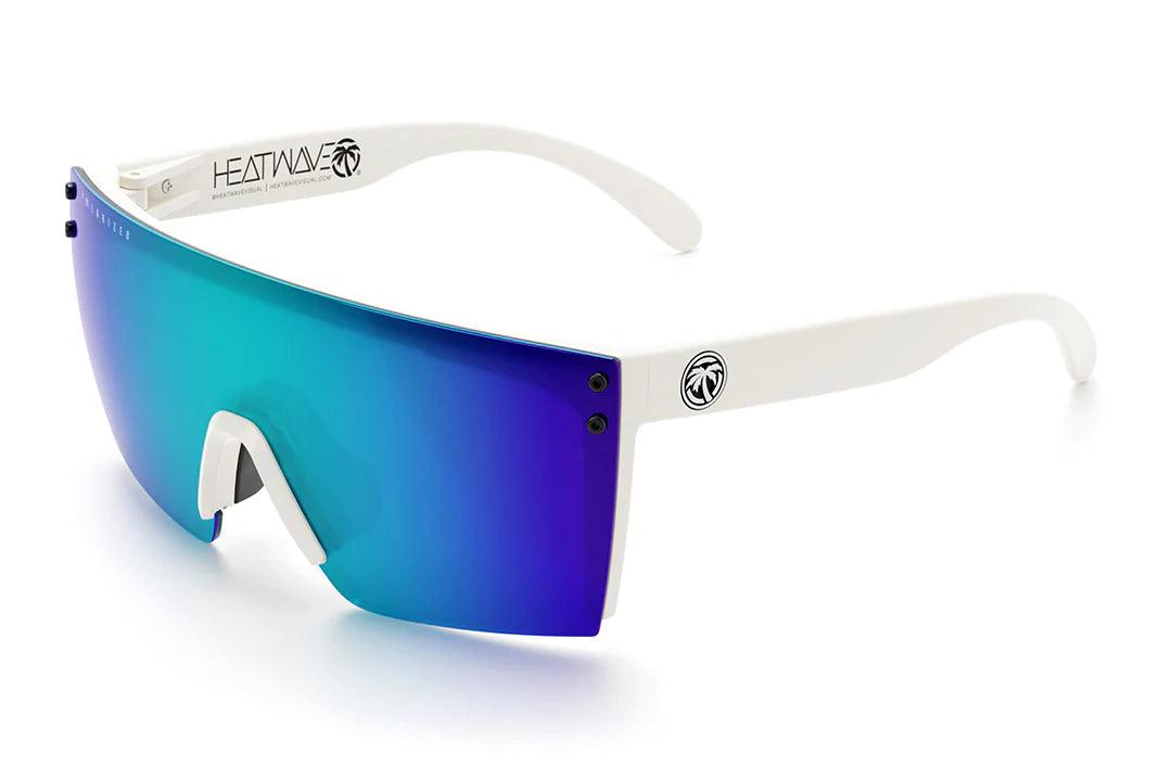 Lazer Face Sunglasses: White Frame Z87 Polarized Galaxy Blue Luxurious Men's High