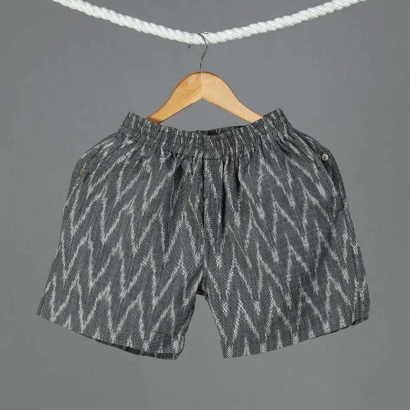 Grey - Pochampally Ikat Cotton Unisex Boxer/Shorts Modern Men's Tech