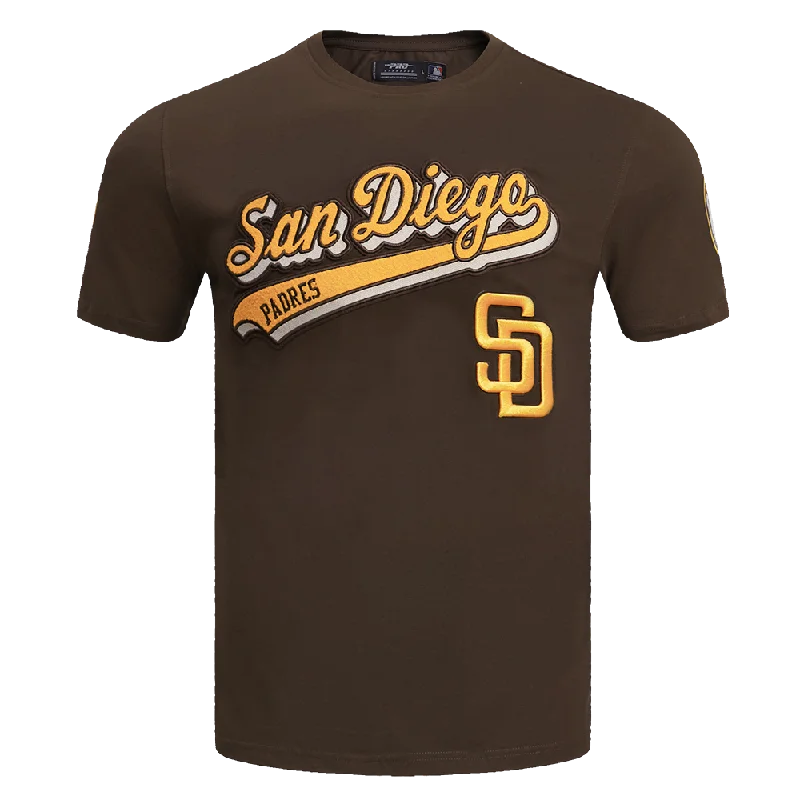 MLB SAN DIEGO PADRES SCRIPT TAIL MEN'S TOPS (BROWN) Stylish Men's Neon