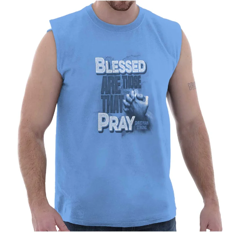 Blessed Pray Sleeveless T-Shirt Cool Men's Distressed